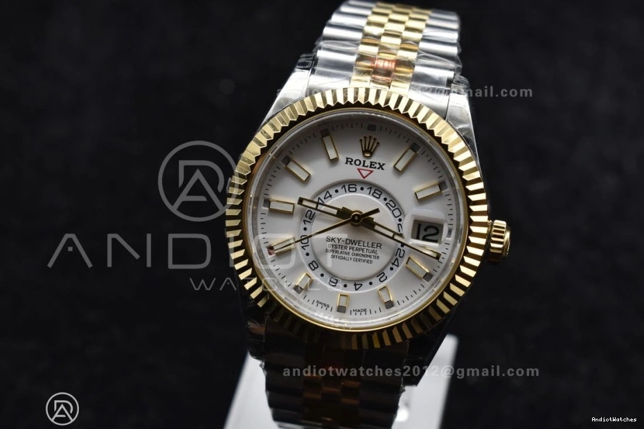 Best 1113 SS SS Skydweller Noob YG Dial YG A23J Bracelet White EasyCare Edition On 0317